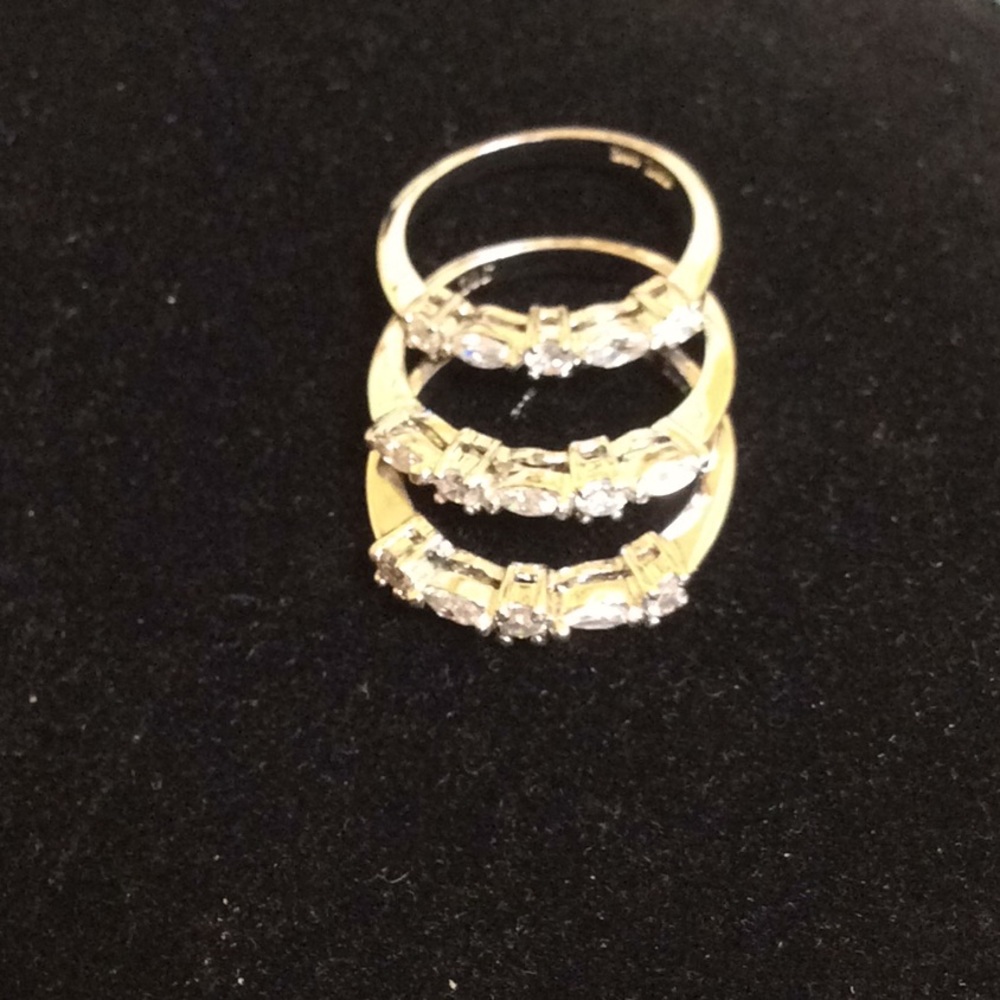 Silver And Rhinestone Stackable Rings - image 2